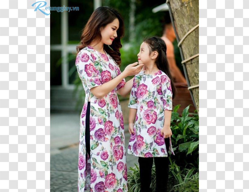Dress Textile Shoulder Sleeve Pattern - Pink M - Ao Dai Transparent PNG