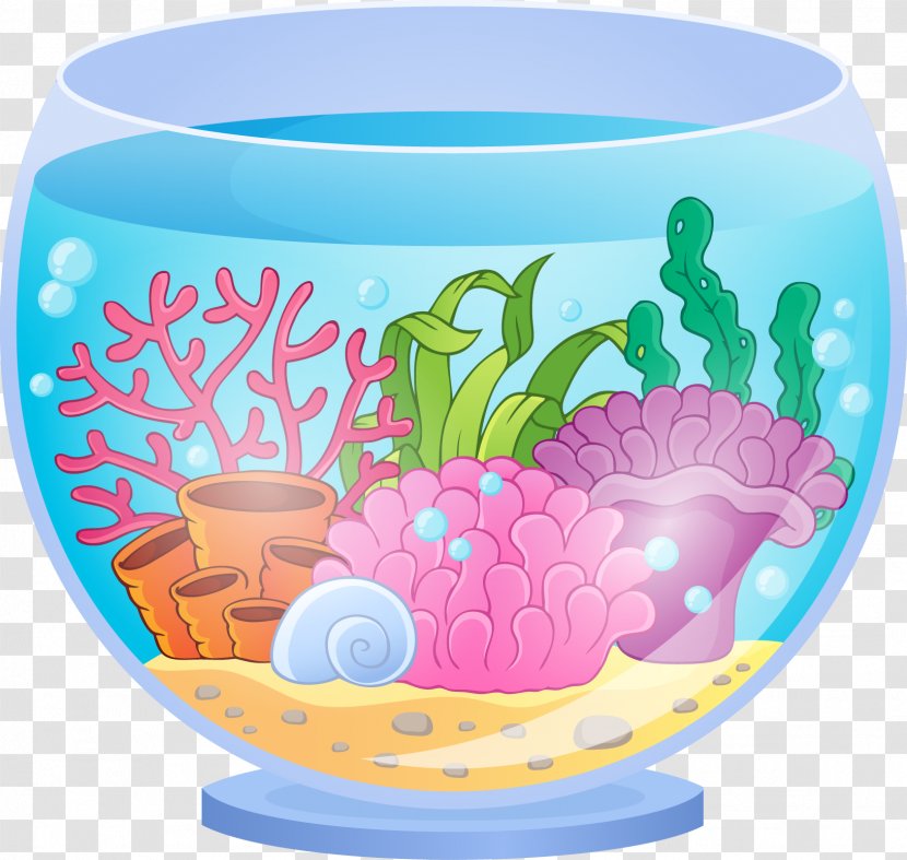 Aquarium Goldfish Clip Art - Tableware - Marine Coral Fish Tank Transparent PNG