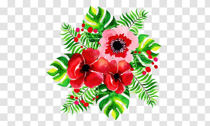 Watercolor Floral Background - Design - Christmas Bouquet Transparent PNG