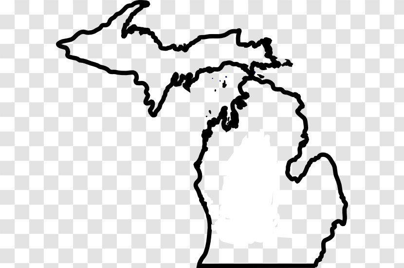 Michigan Blank Map Clip Art - Monochrome - Thick Clipart Transparent PNG