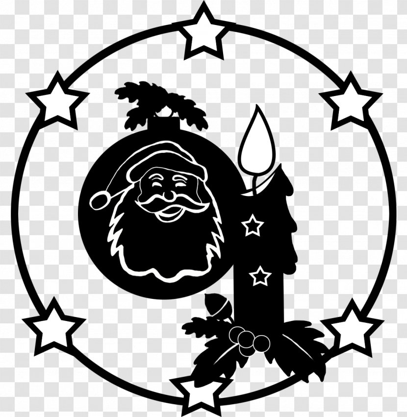 Silhouette Clip Art Drawing Christmas Day Santa Claus - Blackandwhite - Salutation Ornament Transparent PNG