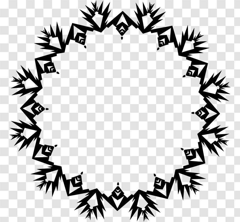 Clip Art - Black And White - Leaf Circle Transparent PNG