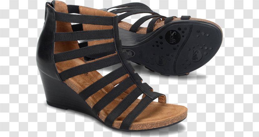 Sofft Mati Wedge Sandals - Shoe - Black Suede ProductBrown Wedges Shoes For Women Transparent PNG