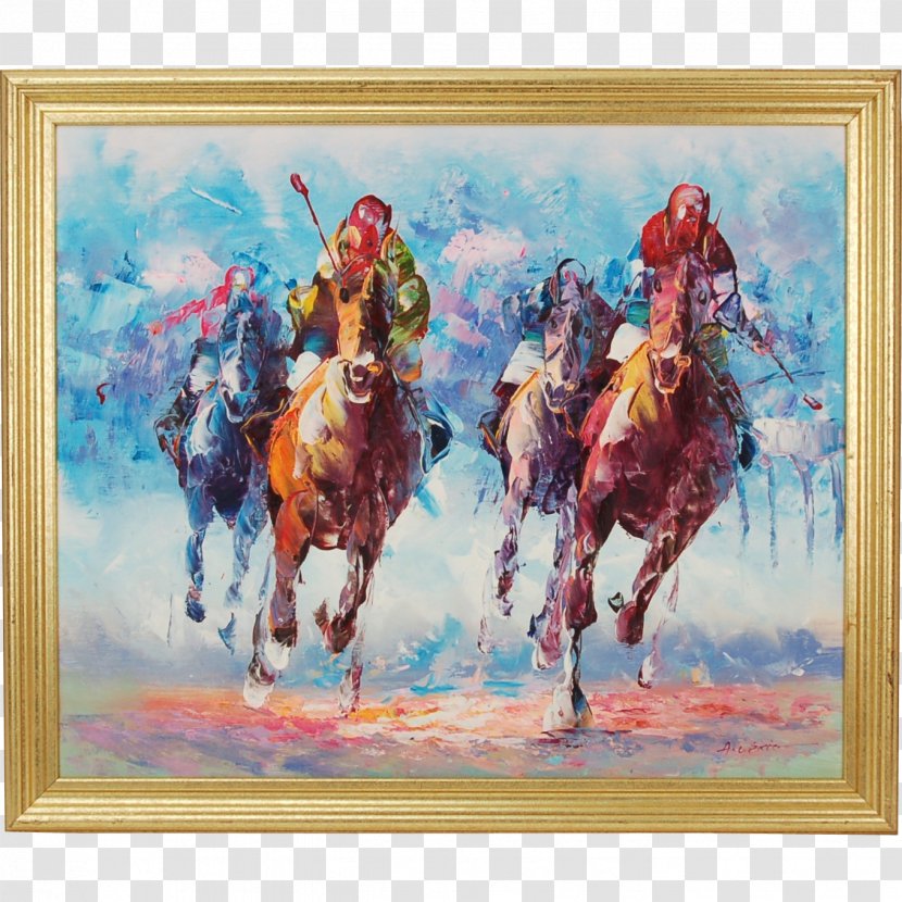 Horse Racing Watercolor Painting Art - Picture Frame - Oil Transparent PNG