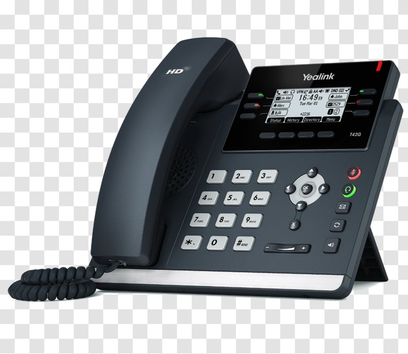 VoIP Phone Session Initiation Protocol Yealink SIP-T42G Telephone Wideband Audio - Voip Transparent PNG