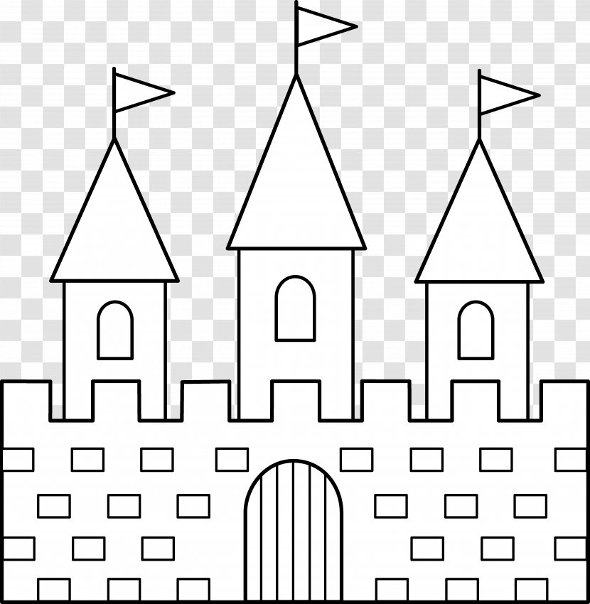 Line Art Drawing Clip - Black And White - Castle Cliparts Transparent PNG