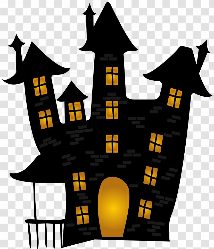 Halloween Haunted House Clip Art - Watercolor Transparent PNG