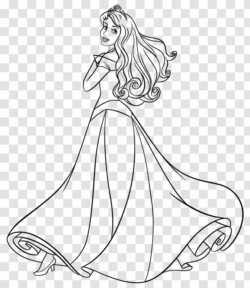 Princess Aurora Ariel Rapunzel Disney Belle - Black And White Transparent PNG
