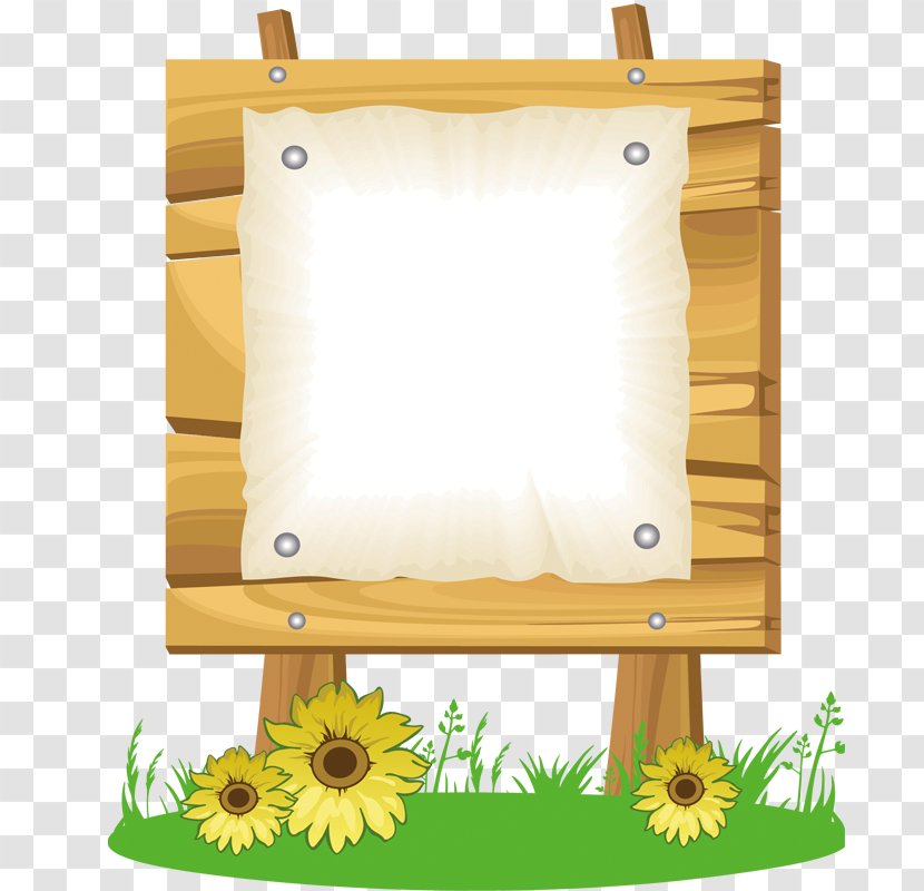 Cartoon Wood Sign - Yellow - Billboard Transparent PNG