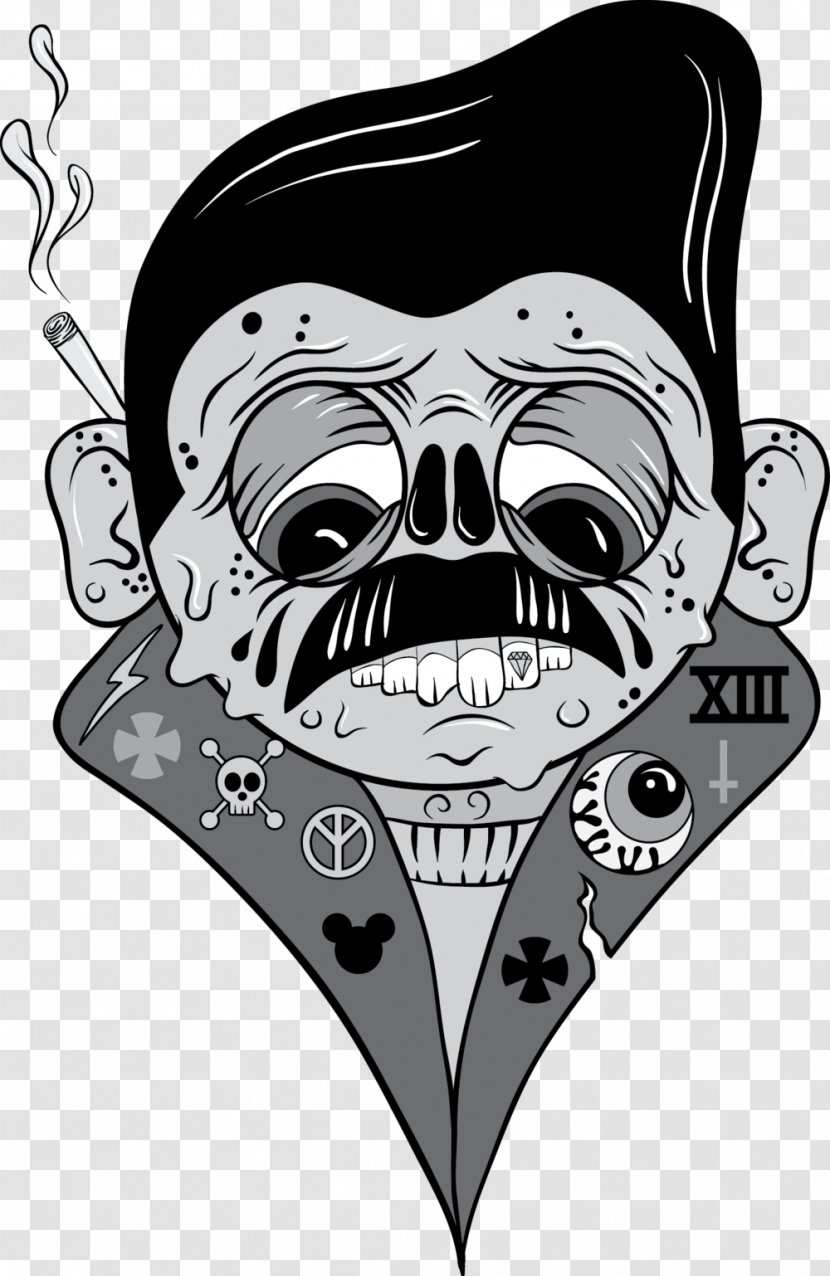 Skull Cartoon - Blackandwhite Head Transparent PNG
