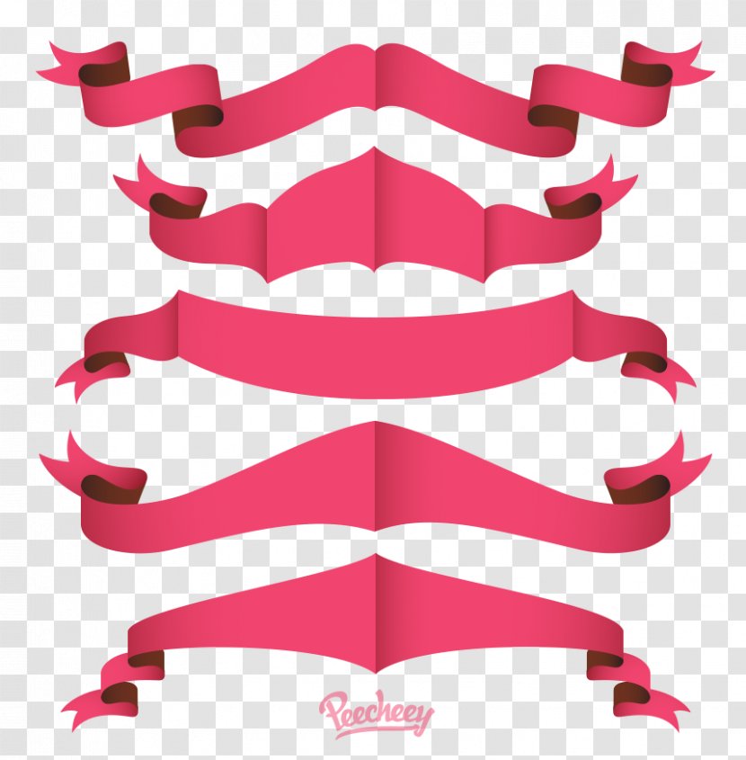 Red Download - Template - Origami Ribbon Transparent PNG