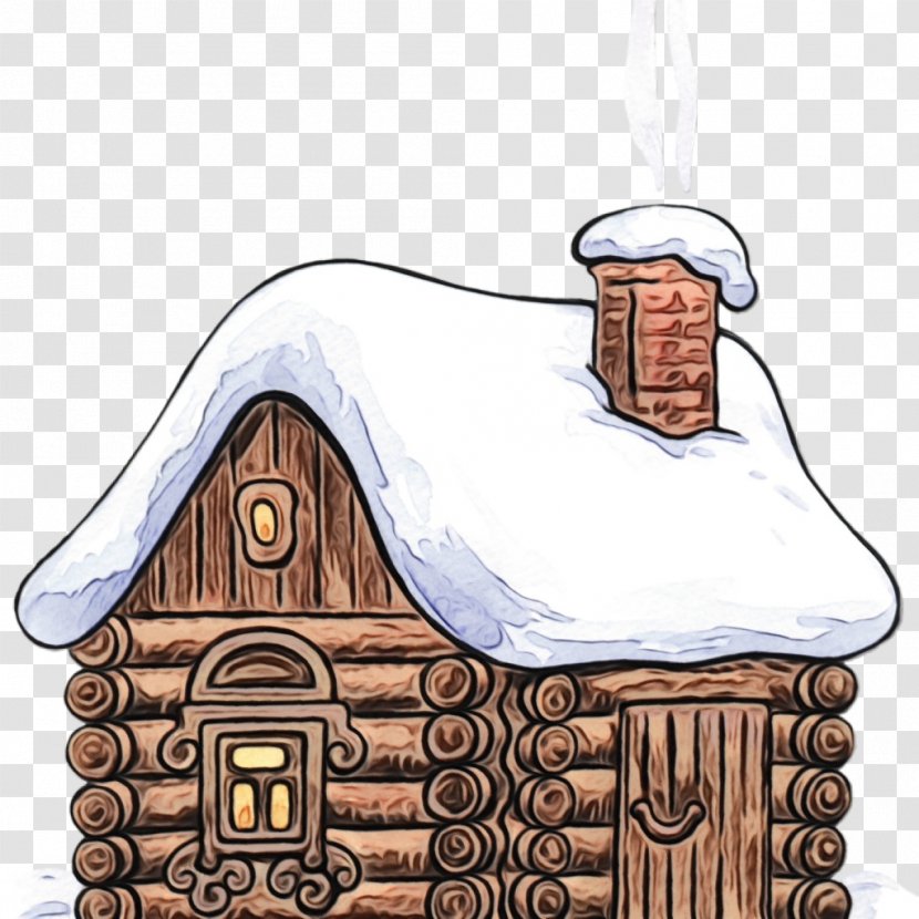 House Hut Gingerbread Roof Clip Art - Chimney - Cottage Log Cabin Transparent PNG
