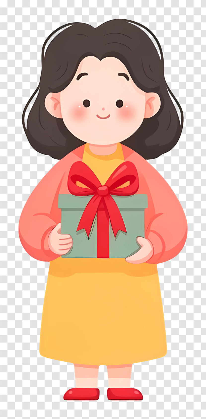 Girl Giving A Gift Box Transparent PNG