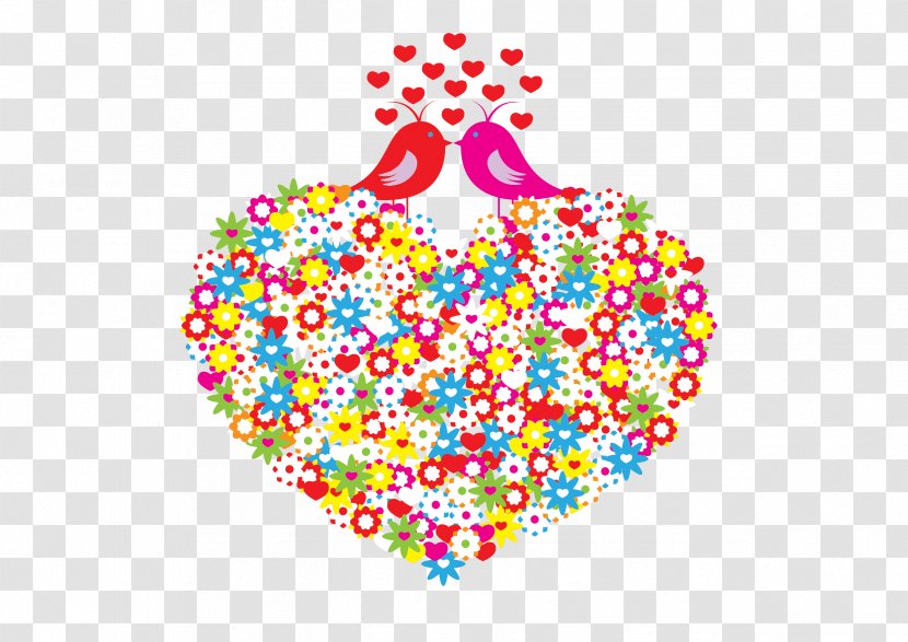 Lovebird Heart Pattern - Flower - Love And Two Birds Transparent PNG