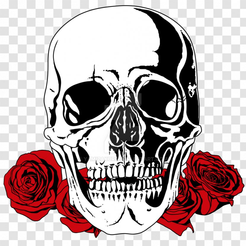 Skull T-shirt Bone Drawing Rose - Roses Transparent PNG