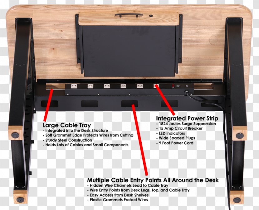 Desk Cable Management Tray Grommet Electrical - Computer - TV Table Transparent PNG