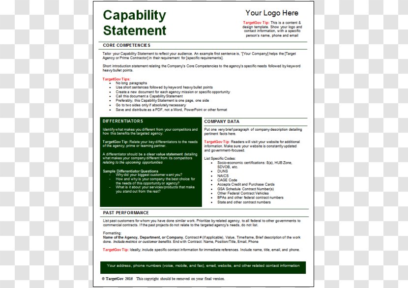 Template Microsoft Word Capability Management In Business Government Contractor - Contract Transparent PNG