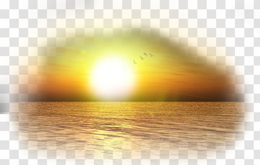 Sunlight Energy Yellow Wallpaper - Sunrise At Sea Landscape Picture Transparent PNG