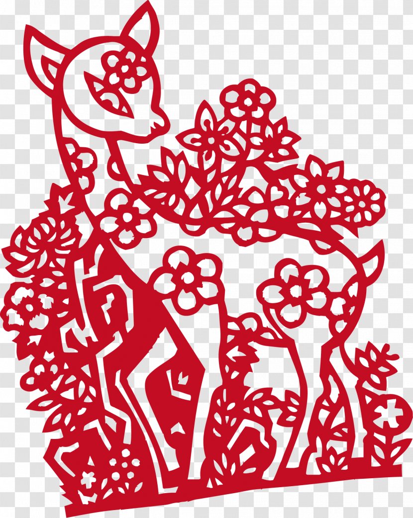 China Budaya Tionghoa Chinese Paper Cutting Papercutting Tradition - Gift - Red Deer Transparent PNG