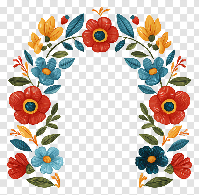 Beautiful Floral Arch - Colorful Floral Arch With Leaves Transparent PNG