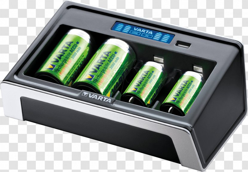 Battery Charger Rechargeable Electric VARTA Liquid-crystal Display - Electronic Device - Nine-volt Transparent PNG