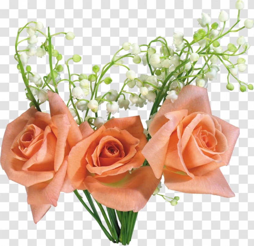 Flower Bouquet Garden Roses Cut Flowers - Tulip - Lily Of The Valley Transparent PNG