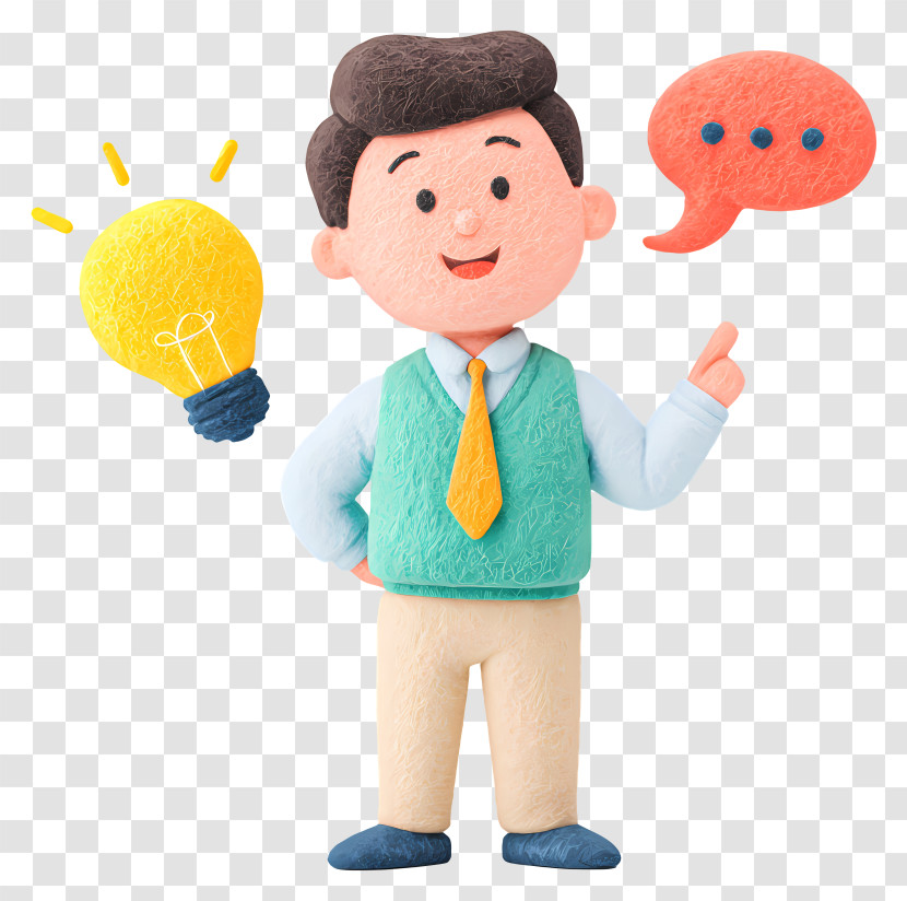 Cute Businessman With Lightbulb Idea Transparent PNG