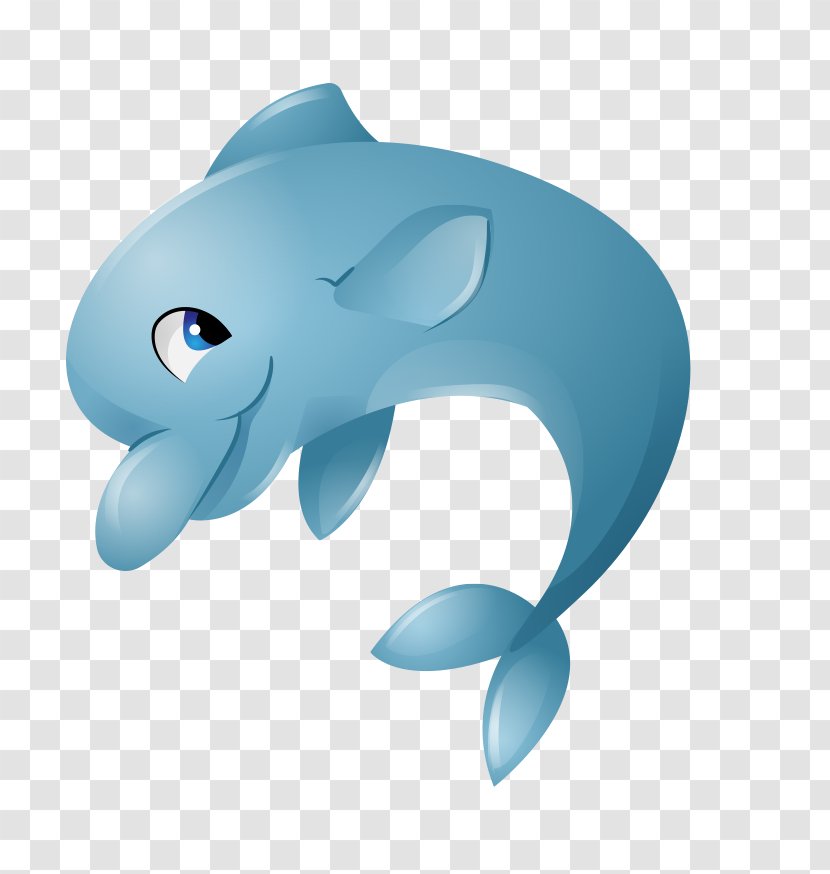 Dolphin Blue Cartoon - Marine Biology - Hand-painted Cute Transparent PNG