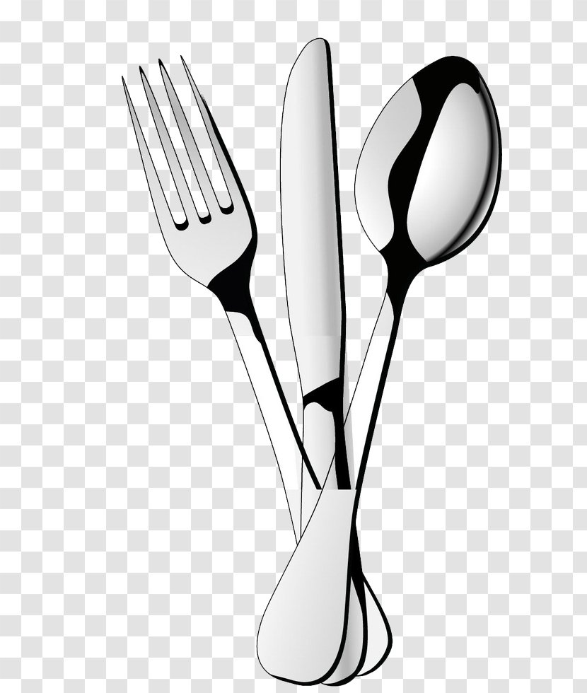 Knife Spoon Fork Silver - Monochrome Photography Transparent PNG
