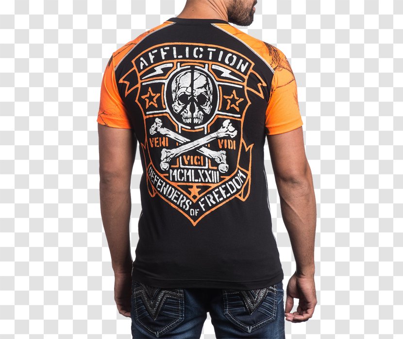 T-shirt Affliction Clothing Sleeve - Orange Transparent PNG