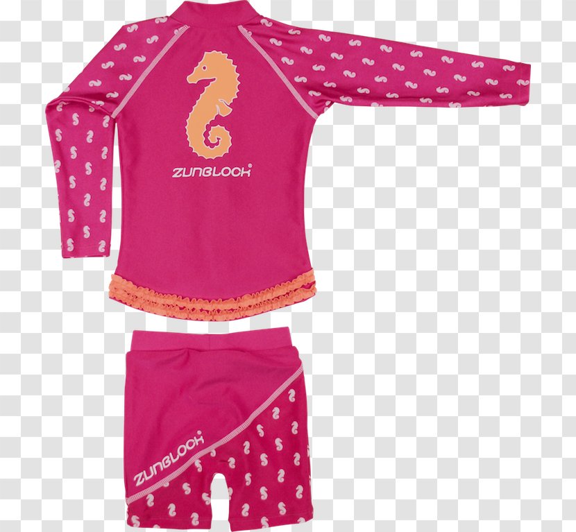 Pajamas One-piece Swimsuit Sleeve Blue - Nightwear - Pink Seahorse Transparent PNG