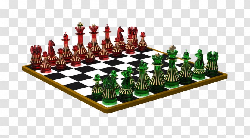 Chess Piece Chessboard Three-dimensional Illustration - Games - The Red And Green Two On Transparent PNG