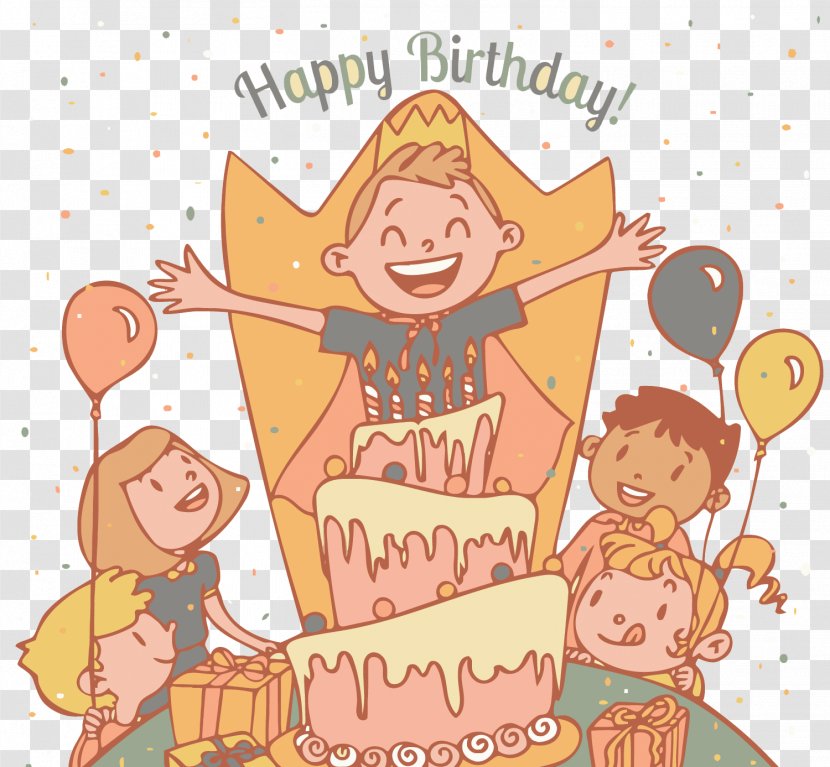 Birthday Cake Party Happy To You - Cartoon - Vector Transparent PNG