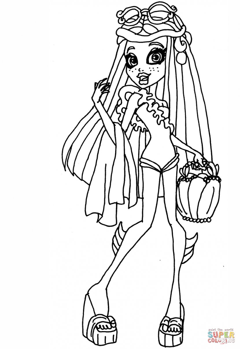 Coloring Book Monster High Scaris: City Of Frights Clip Art - Lagoona Cliparts Transparent PNG