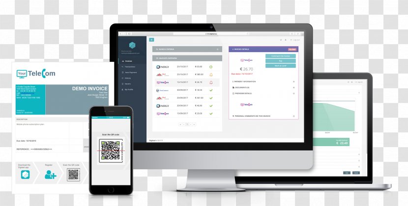 Invoice Responsive Web Design Payment Service Management - Showcase Transparent PNG