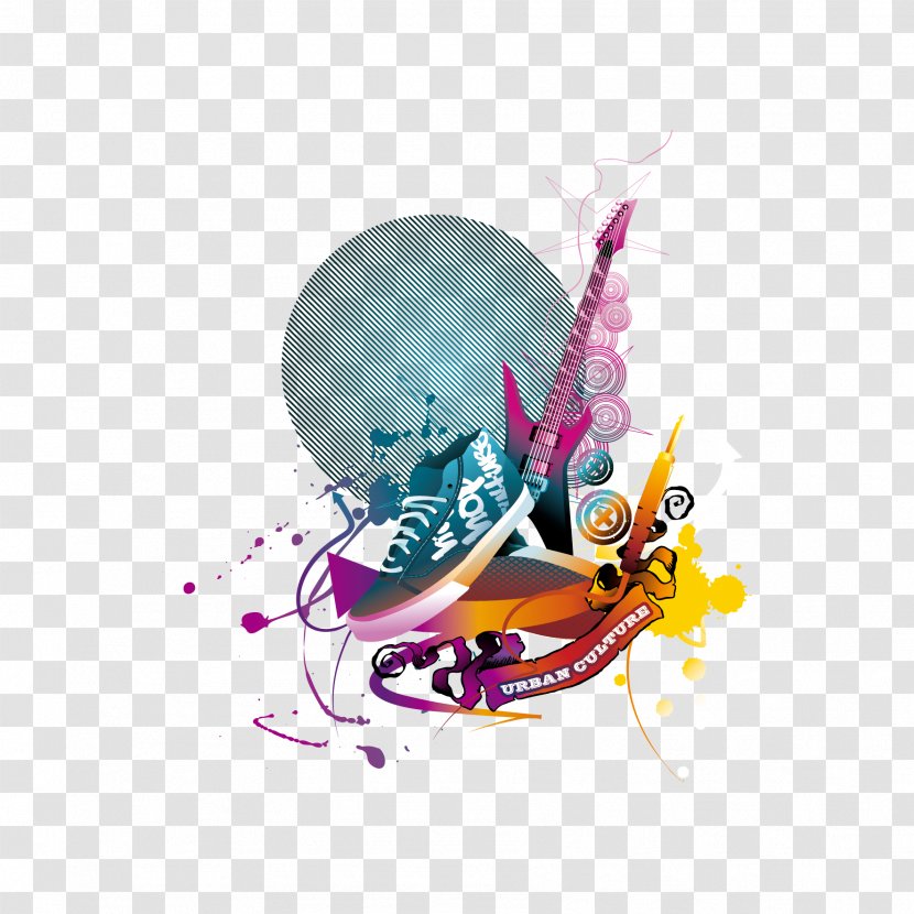 Musical Instrument Guitar - Heart - Vector Watercolor And Shoes Transparent PNG