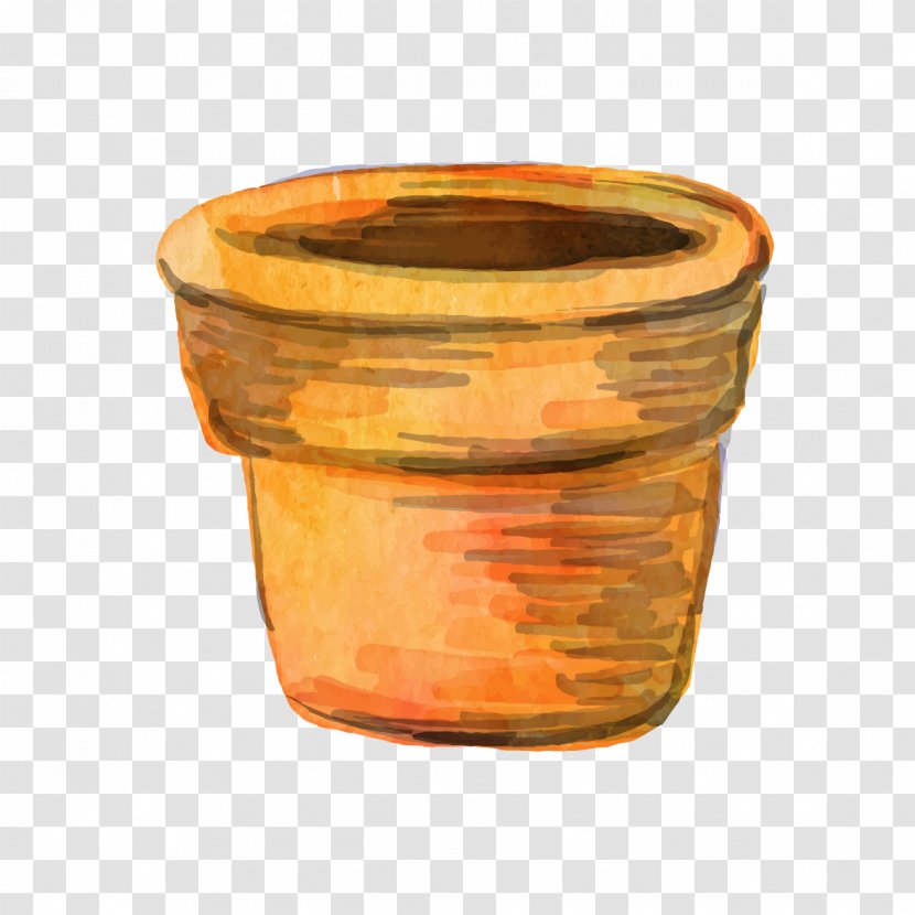Flowerpot - Watercolor Painting - Bucket Tool Transparent PNG