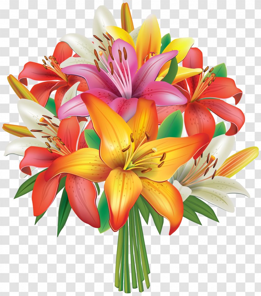 Flower Bouquet Clip Art - Lily - Lilies Flowers Clipart Image Transparent PNG