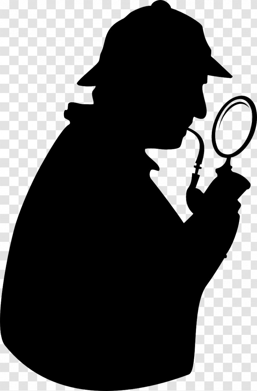 Sherlock Holmes Doctor Watson Silhouette Clip Art - Neck - Magnifying Glass Transparent PNG
