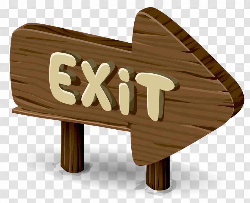Exit Sign Wood Emergency Clip Art - Furniture - Arrow Transparent PNG