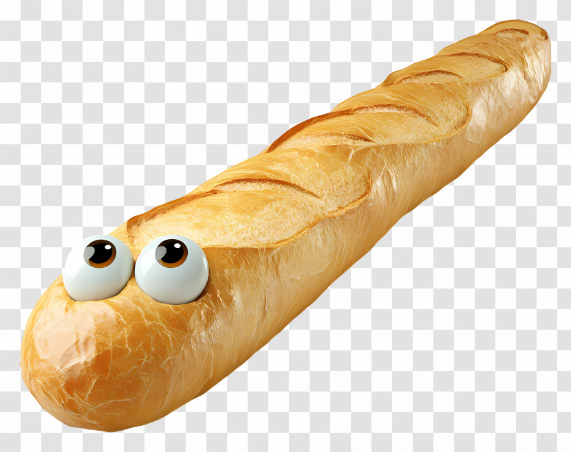 Cartoon Baguette - Funny Baguette With Eyes Transparent PNG
