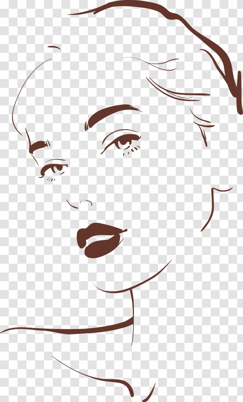 Drawing Woman Face Illustration - Silhouette - Outline Transparent PNG