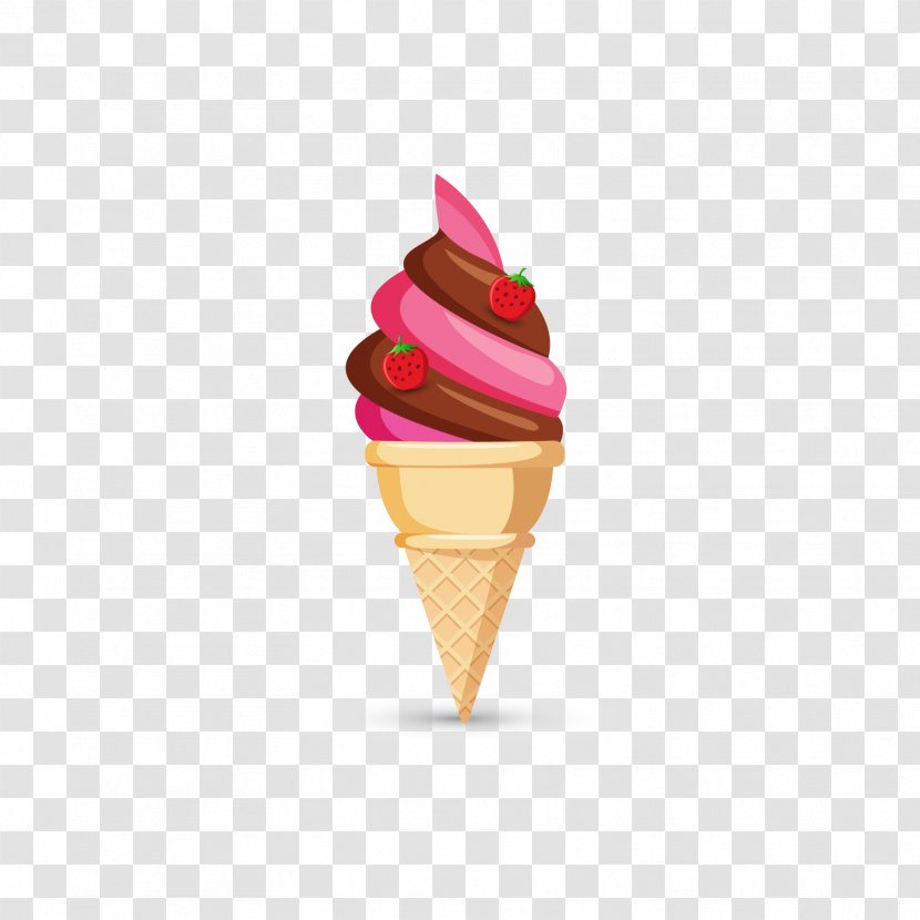 Strawberry Ice Cream - Cone - Bucket Transparent PNG