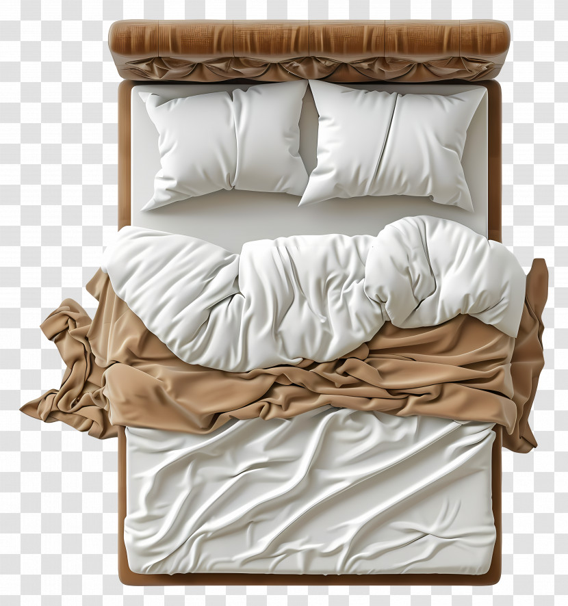 Bed Top View - Bed Design With Messy Blanket And Soft Pillows Transparent PNG