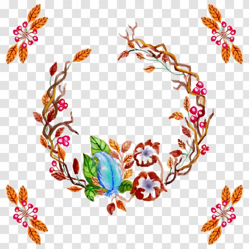 Wreath Christmas Garland - Branch - Watercolor Transparent PNG
