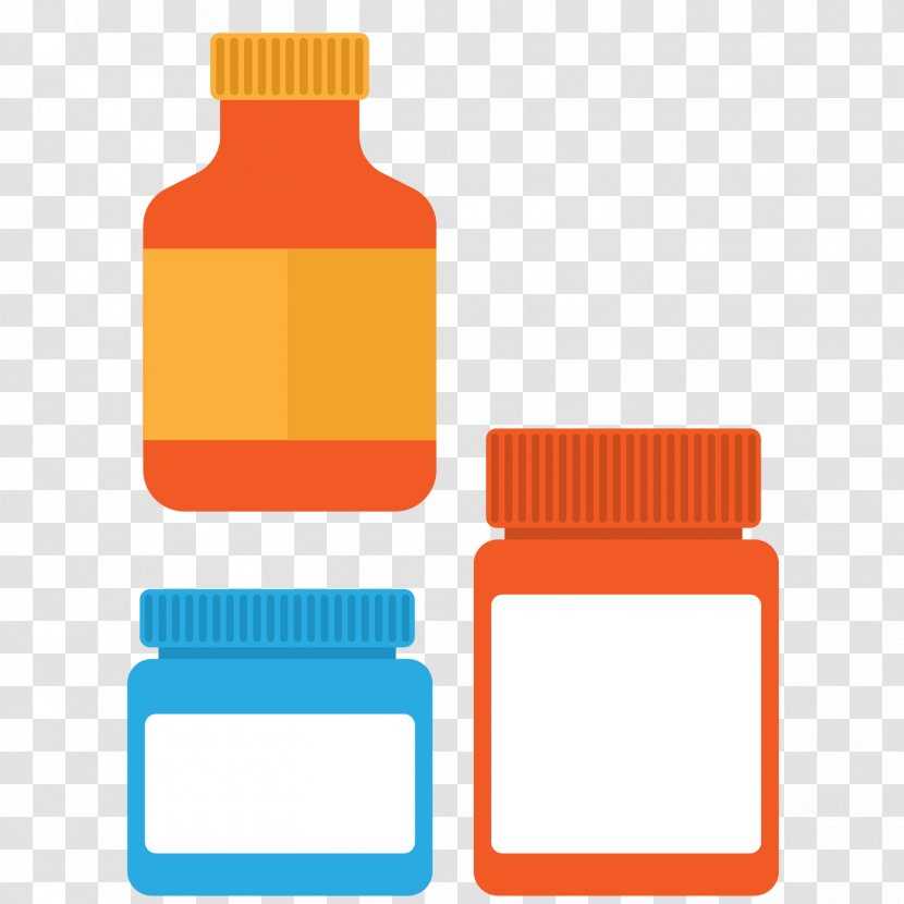 Hospital Flat Design - Drinkware - Vector Flattened Color Medicine Bottle Transparent PNG