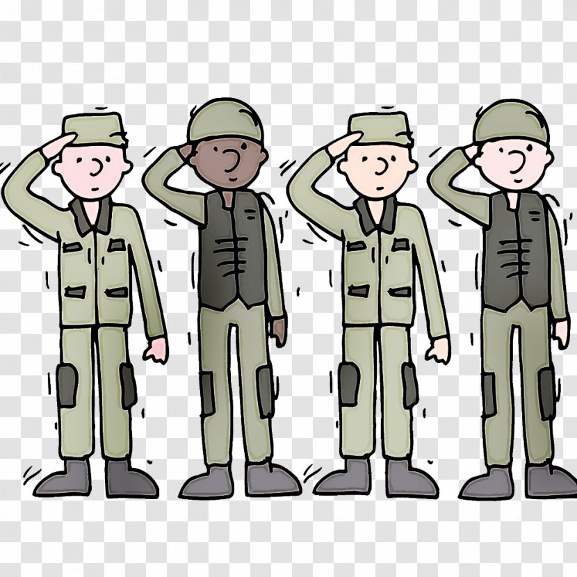 Cartoon Uniform Standing Outerwear Military - Team Crew Transparent PNG