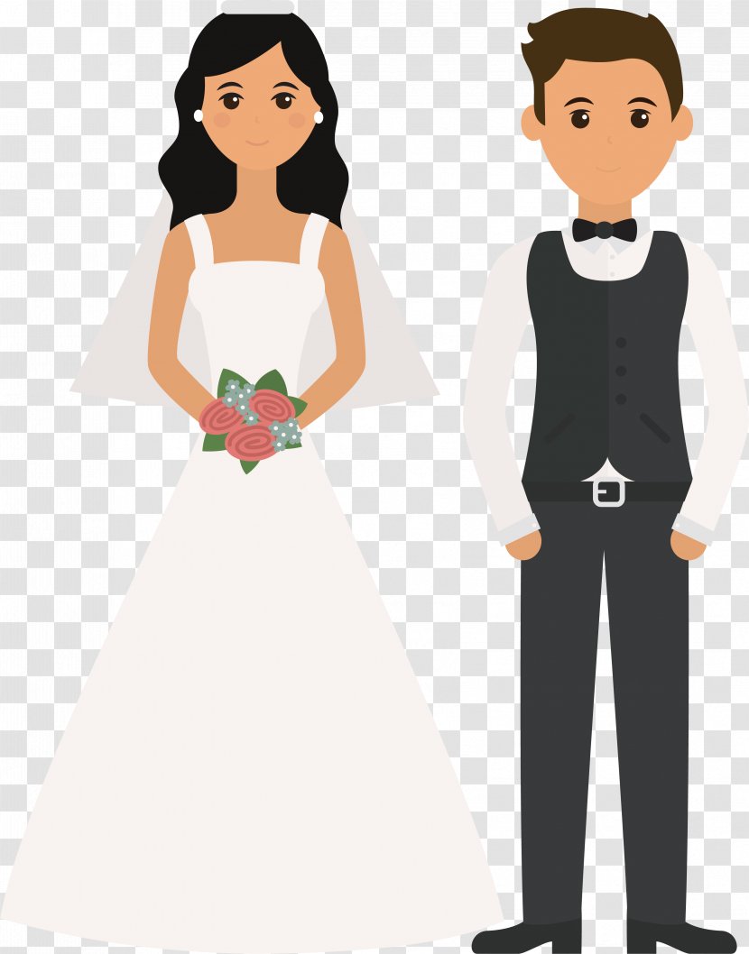 Marriage Bridegroom Wedding - Cartoon - Bride And Groom Transparent PNG