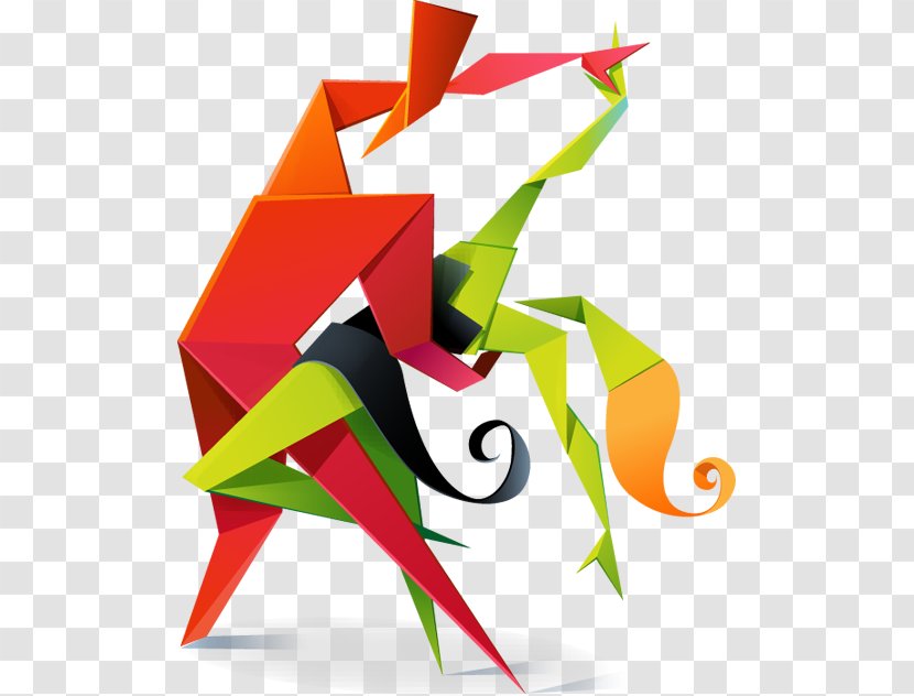 Origami Dance Paper Art Logo - Silhouette Transparent PNG