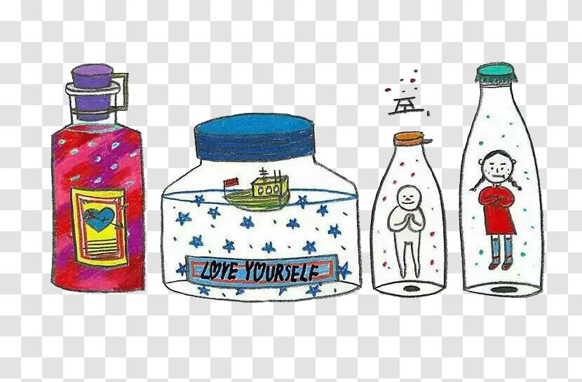 Glass Bottle Drawing Illustration - Cartoon - Hand Painted Jar Transparent PNG